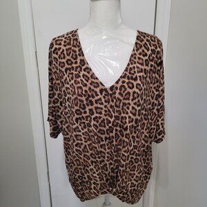 MICHAEL by Michael Kors Leopard Print V Neck Top